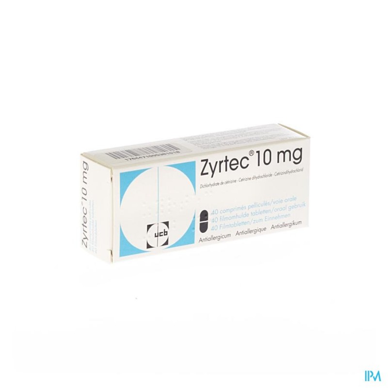 ZYRTEC PI PHARMA COMP PELL 40 X 10 MG PIP