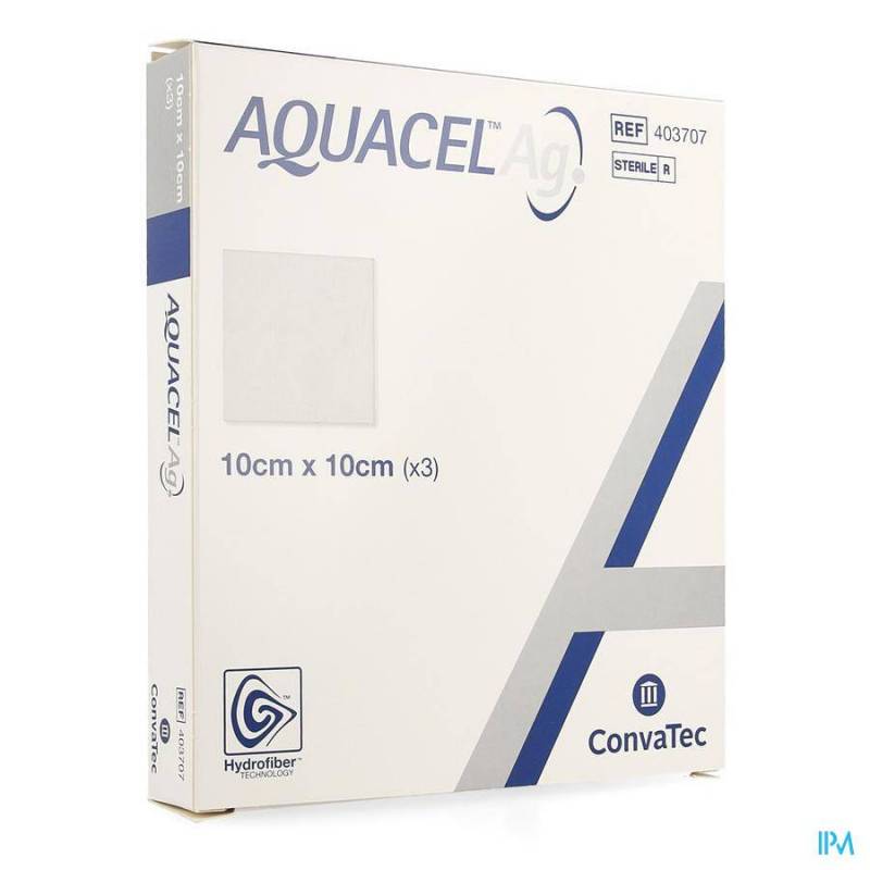 Aquacel Ag Verband Hydrofiber Ster 10x10cm 3 403707