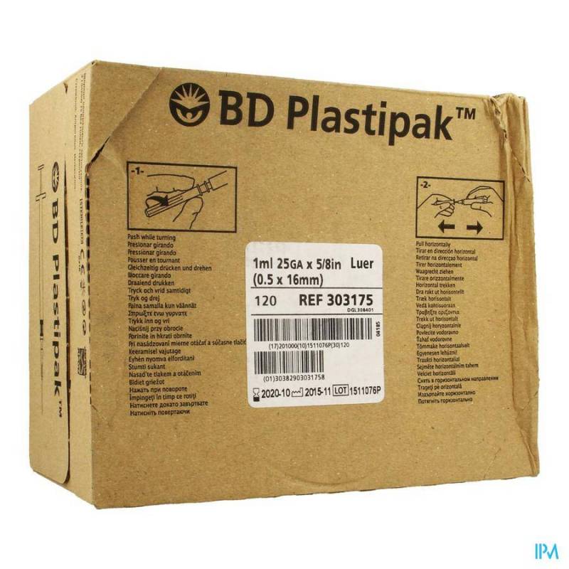 BD PLASTIPAK SER.+AIG. TUBERCULINE 1ML+25G 5/8 120