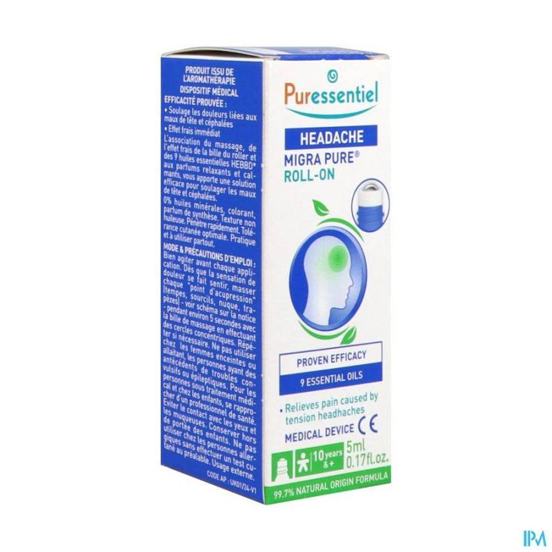 PURESSENTIEL ROLLER MAUX TETE 9 HLE ESS 5ML