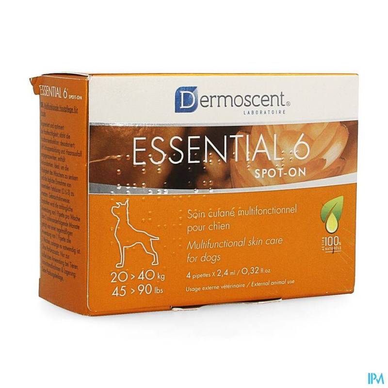ESSENTIAL 6 SPOT-ON CHIEN 20-40KG PIPET 4X2,4ML
