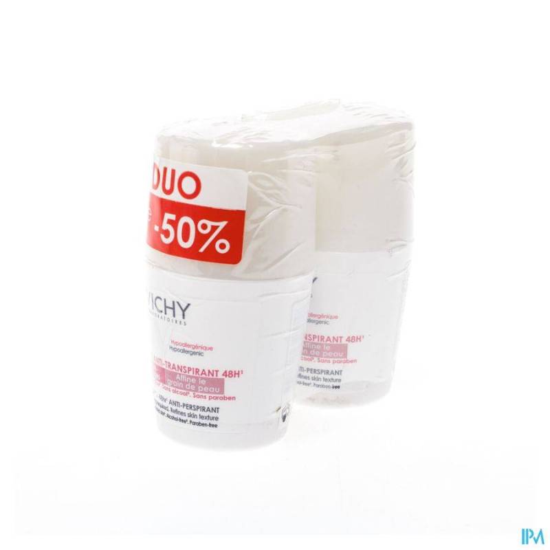 Vichy Deo Anti-Transpiratie Beauty Roller 48u Duo 2e -50% 2x50ml