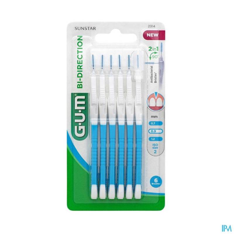 Gum Bi-Direction Ultrafijn Interdentale Borstel 0,9mm 6 Stuks
