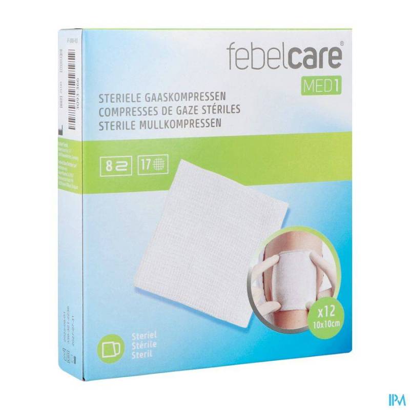 Febelcare Gaaskompres Steriel 10,0x10,0cm 12x1
