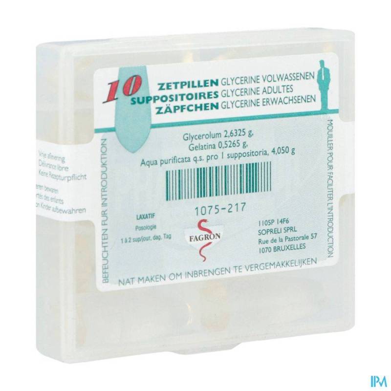 GLYCERINE SUPPO ADULTE 10 FAG