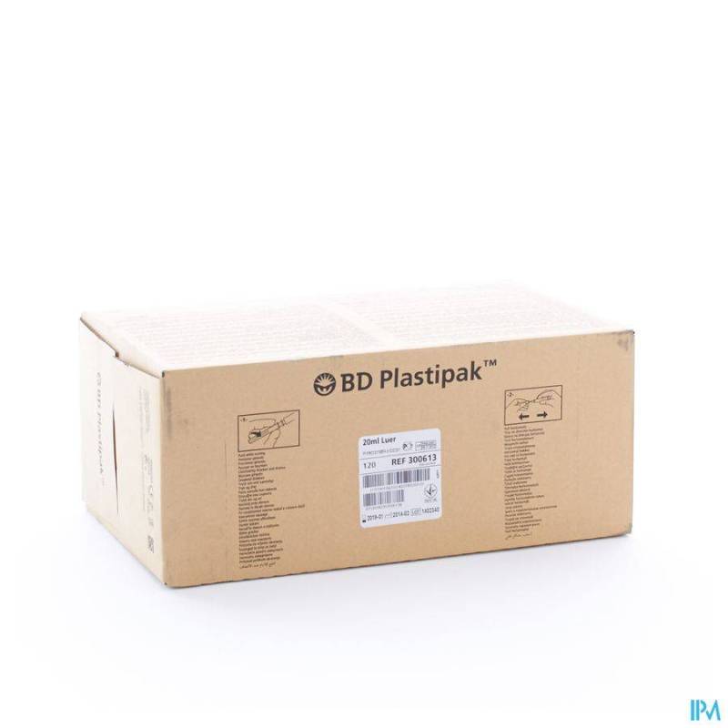BD PLASTIPAK SERINGUE LUER 20ML 120 300613