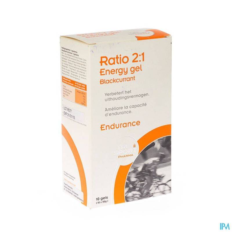 Trisport Pharma Ratio 2:1 Energy Gel Zwarte Bes Zakje 10x50g