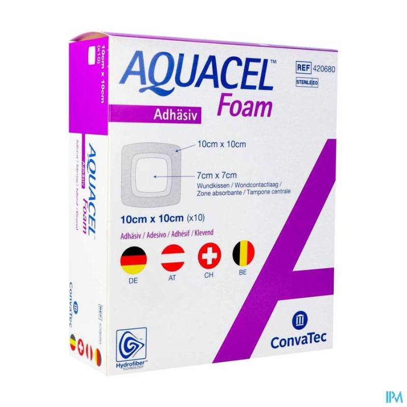 AQUACEL PANS MOUSSE ADH HYDROFIBER 10,0X10,0CM 10