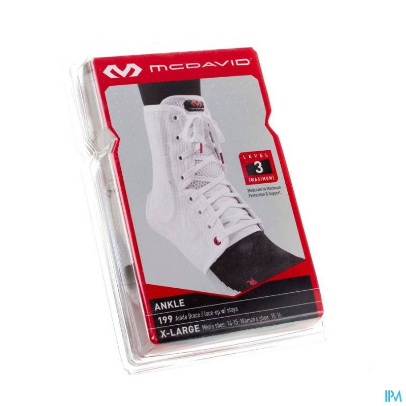 MCDAVID LIGHTWEIGHT ANKLE BRACE WHITE XL 199