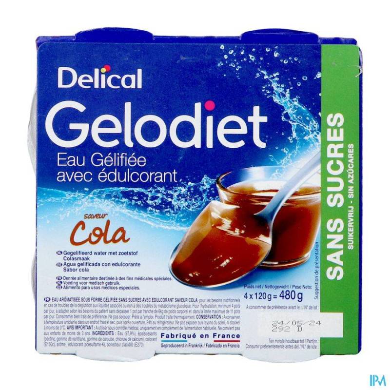 GELODIET EAU GEL. EDULCORANT COLA POT 4X120G