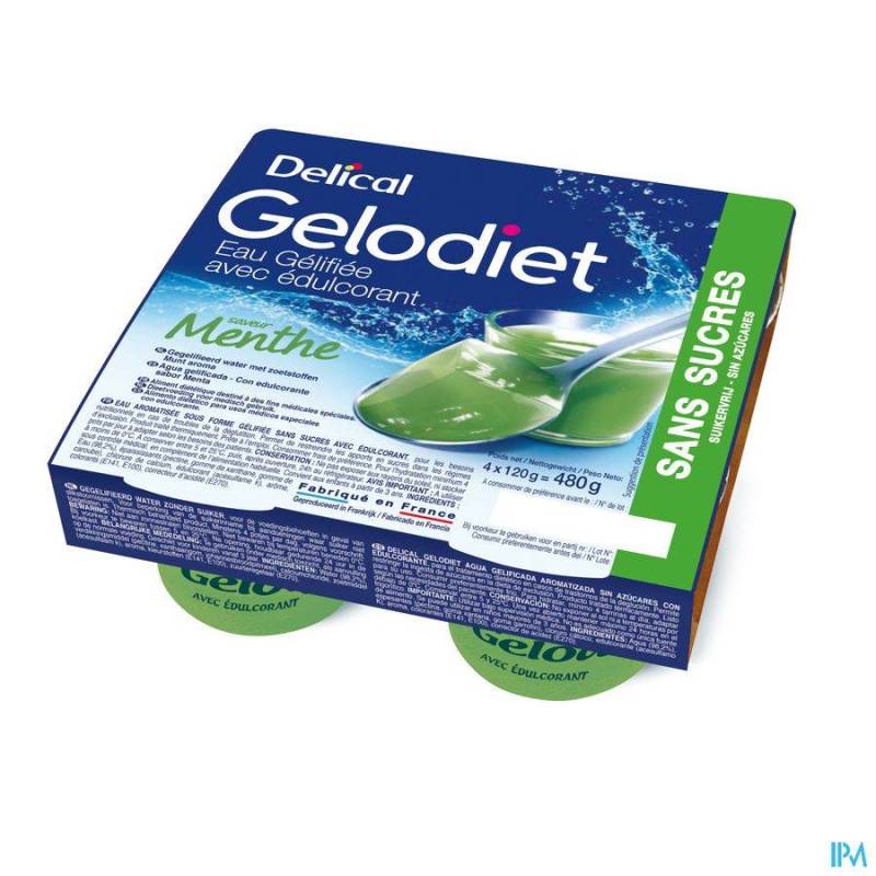 Gelodiet Gelwater Zoetstof Munt Pot 4x120g