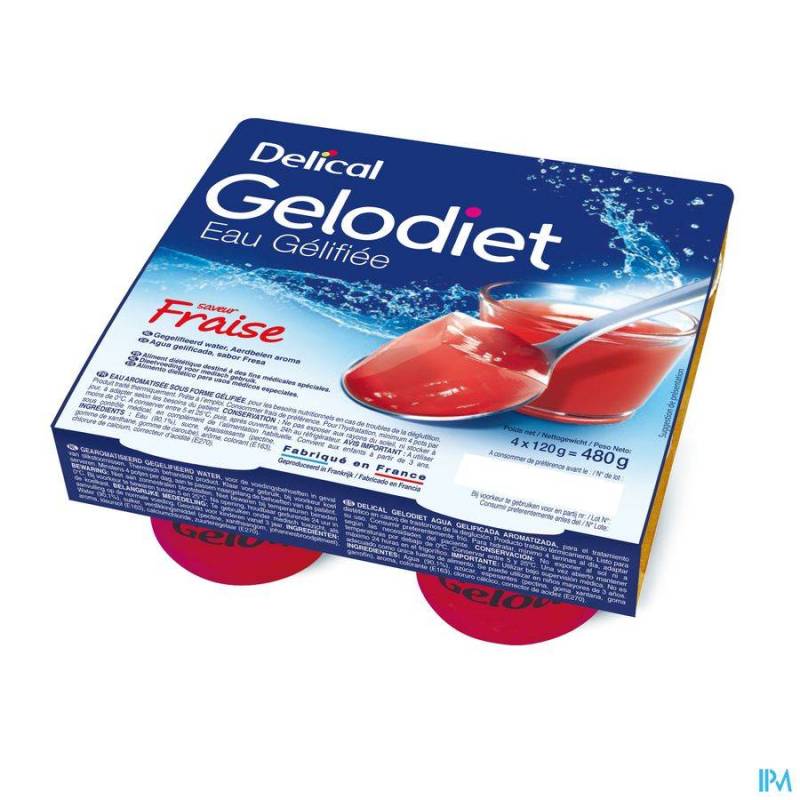 GELODIET EAU GEL. SUCREE FRAISE POT 4X120G