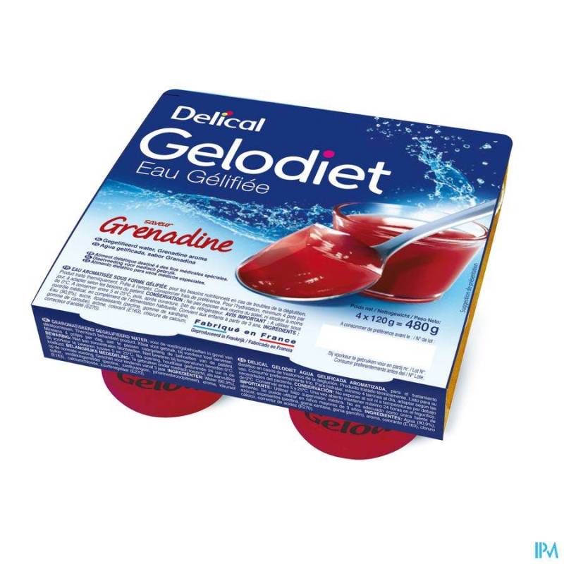 GELODIET EAU GEL. SUCREE GRENADINE POT 4X120G