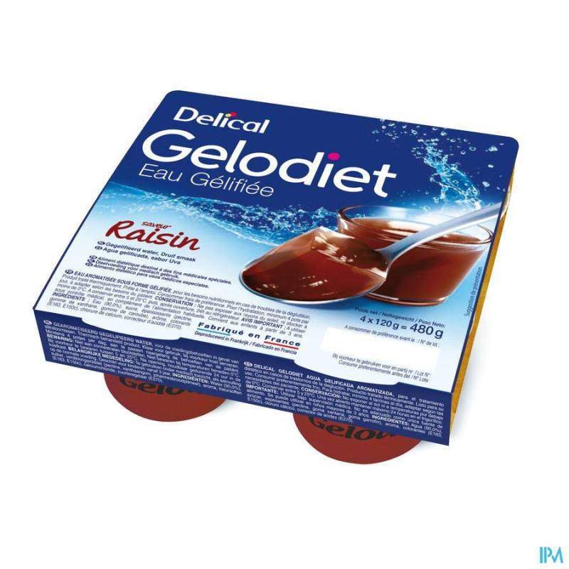 Gelodiet Gelwater Gesuikerd Druif Pot 4x120g