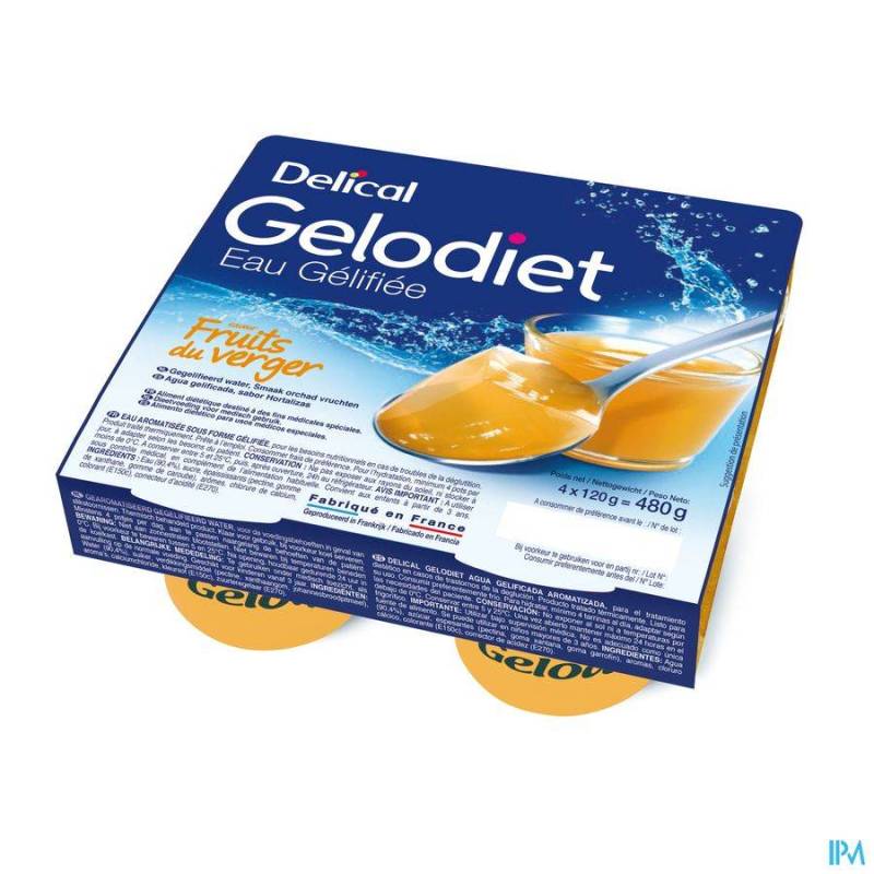 GELODIET EAU GEL. SUCREE FRUITS VERGER POT 4X120G