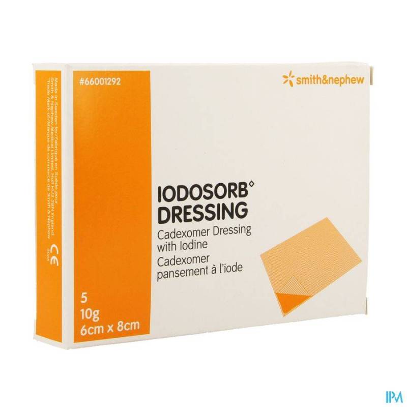 IODOSORB DRESSING 10G 6X 8CM 5 66001292