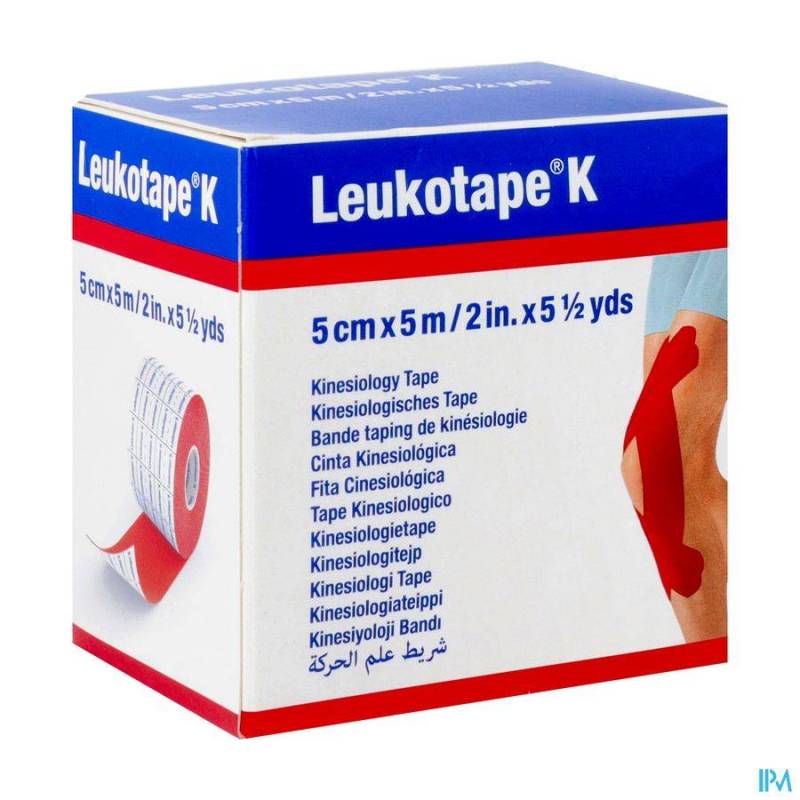 LEUKOTAPE K BANDE ADH ELAST ROUGE 5,0CMX5M 1