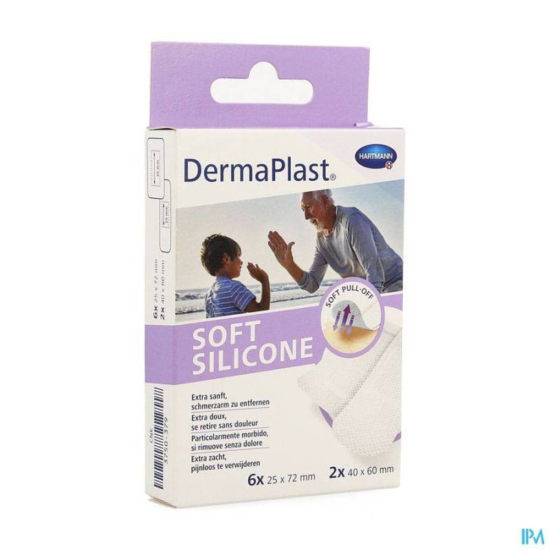 DERMAPLAST SOFT SILICONE 25X72MM 6 / 40X60MM 2