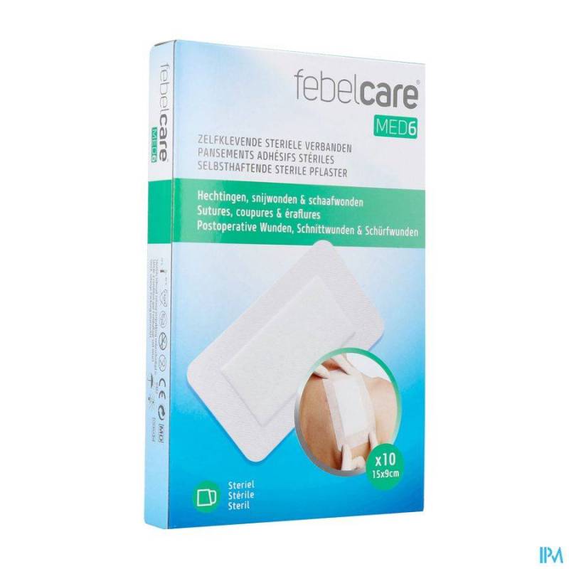 FEBELCARE MED6 ZELFKL.STERIELE VERBAND.15X9CM 10ST
