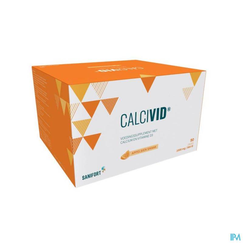 CALCIVID 1000MG/880IE ORANGE SACH 90