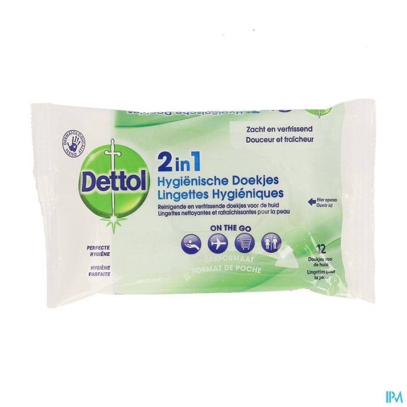 DETTOL 2IN1 HYGIENISCHE DOEKJES 12