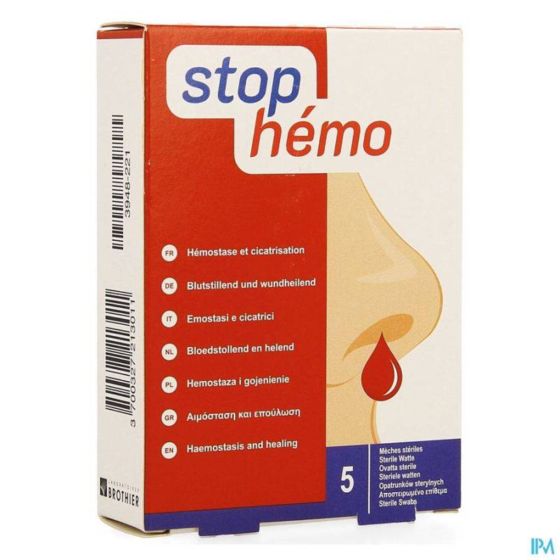 STOP HEMO WATTEN STERIEL 5X4CM