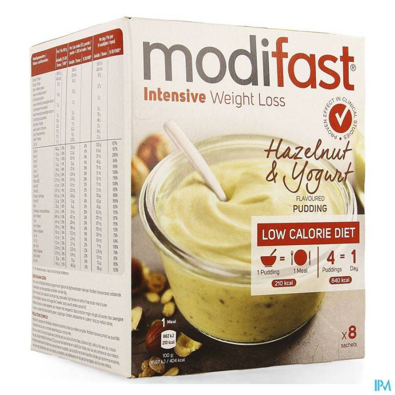 MODIFAST HAZELNUT & YOGURT FLAVOURED PUDDING 8X52G