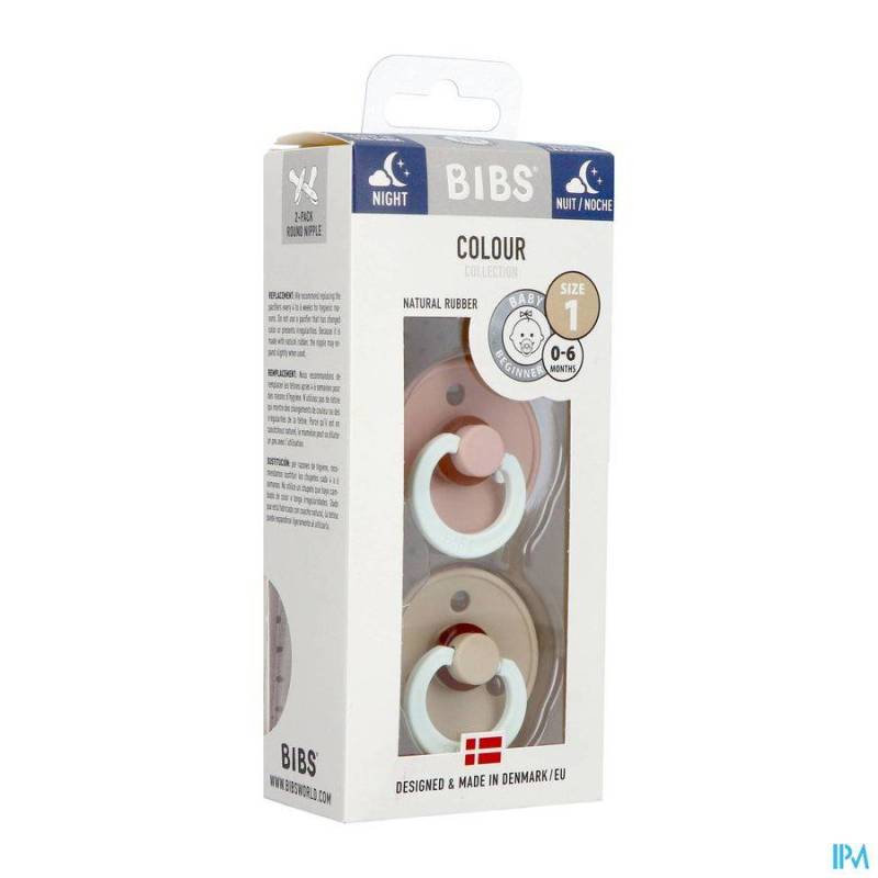 BIBS 1 TETINE DUO GLOW IN DARK VANILLA/BLUSH