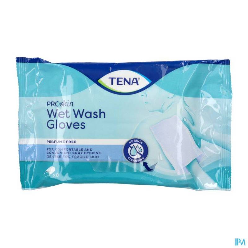 Tena Proskin Wet Wash Gloves Zonder Parfum 8 Stuks