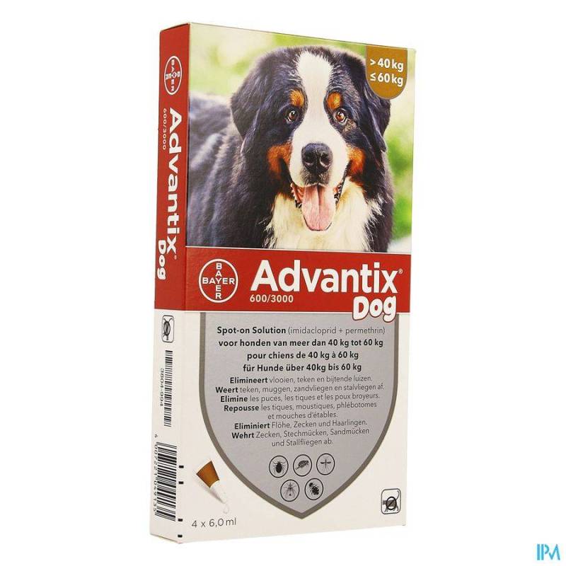 ADVANTIX DOG SPOT-ON OPL HOND 40-60KG PIPET 4X6ML