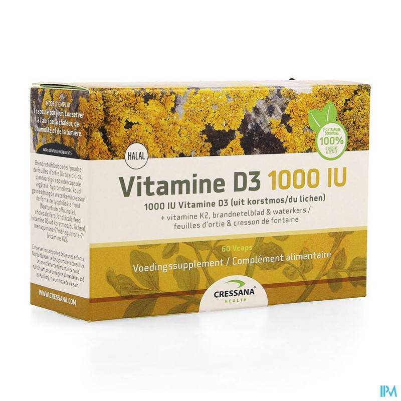 VITAMINE D3 1000IU + K2 PLANTAARDIG CAPS 60