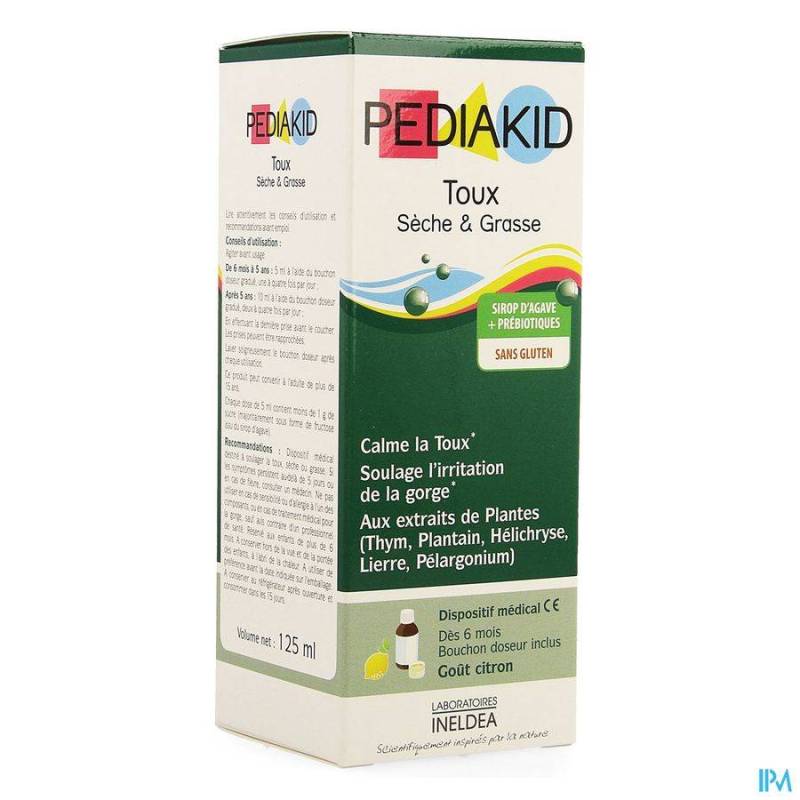 PEDIAKID TOUX SECHE GRASSE SOL BUV 125ML
