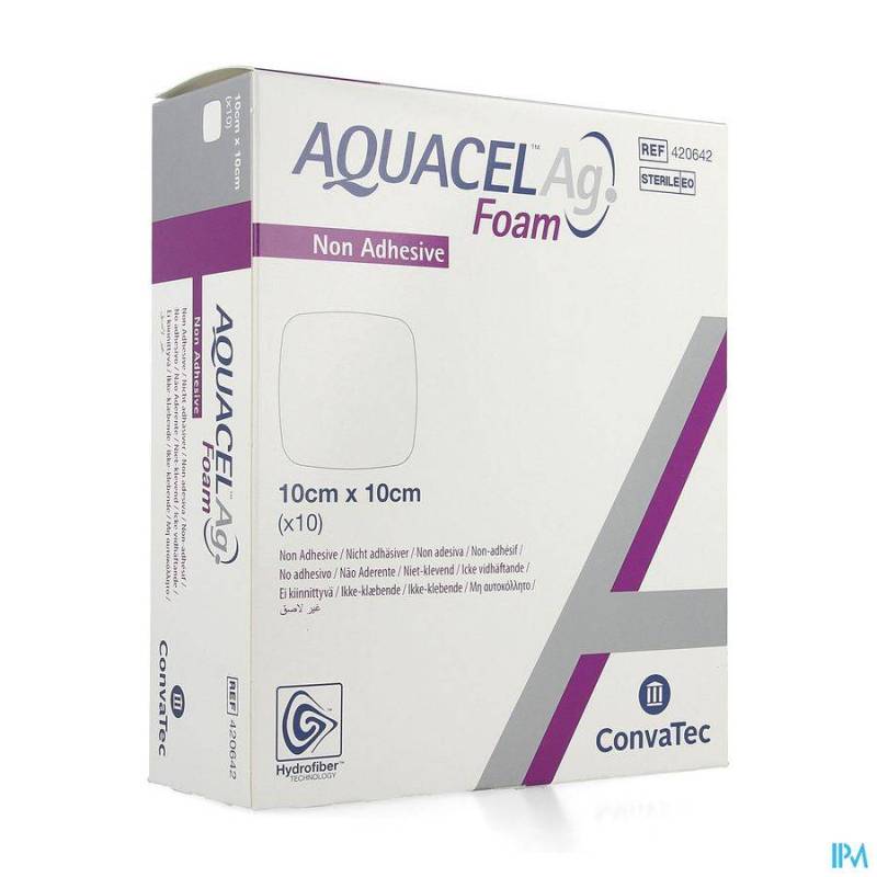 AQUACEL AG FOAM NON ADHESIEF 10X10CM 10
