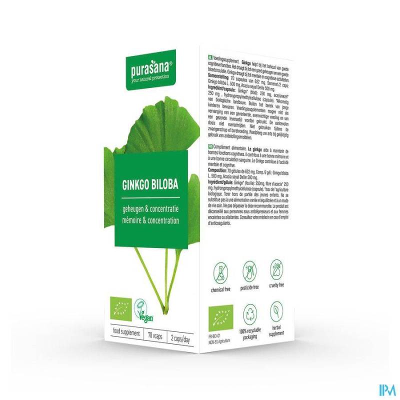 PURASANA GINKGO BILOBA V-CAPS 70 BE-BIO-02