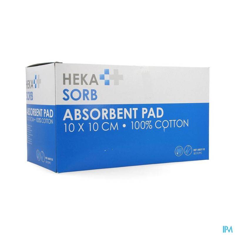 HEKASORB ABSORB. VERBAND NIET STERIEL 10X10CM 50
