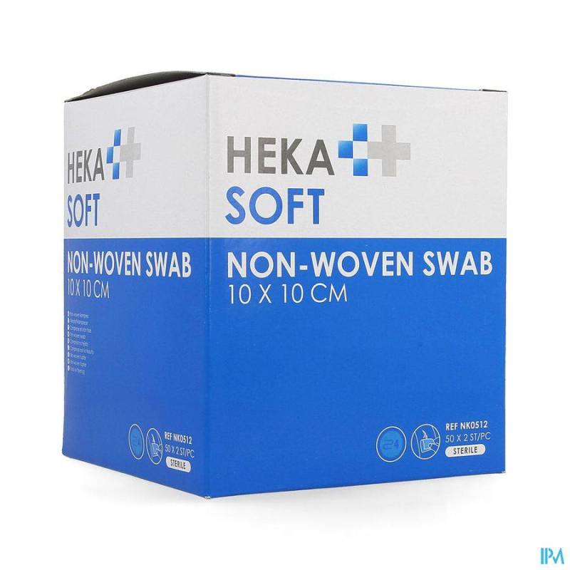 HEKASOFT KOMPRES NON-WOV. STERIEL 10X10CM 2X50
