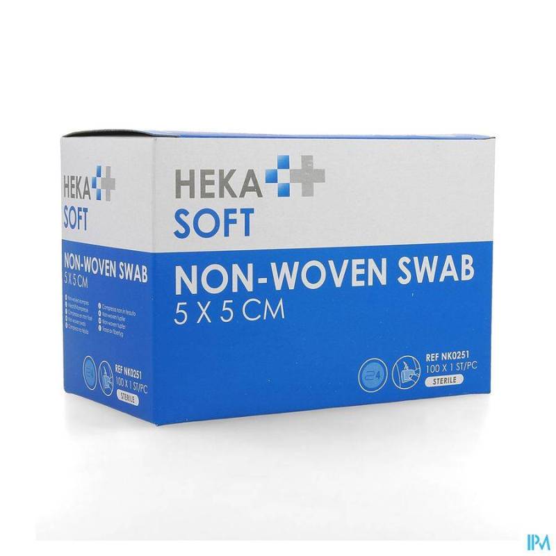 HEKASOFT KOMPRES NON-WOV. STERIEL 5X 5CM 1X100