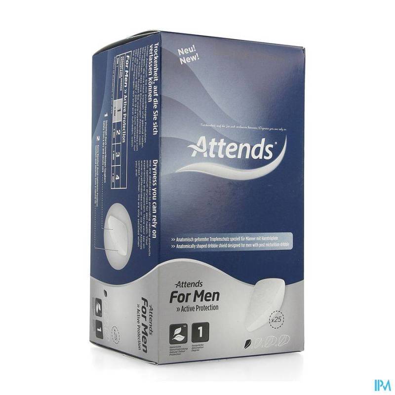 ATTENDS FOR MEN SHIELD 1 LANGE INCONTINANCE 25