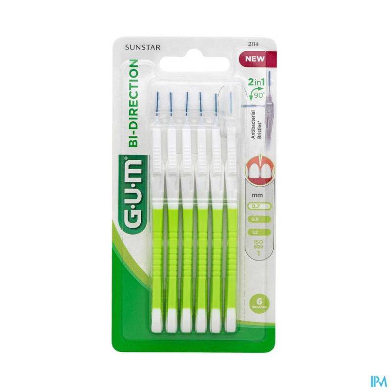 Gum Bi-Direction Ultrafijn Interdentale Borstel 0,7mm 6 Stuks