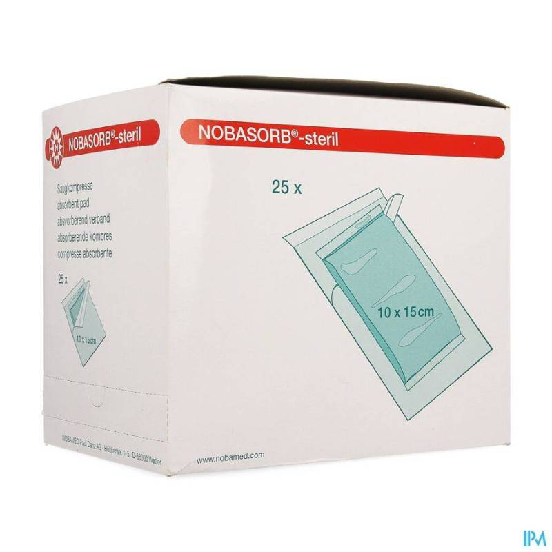 NOBA ABSORBENT PAD STERIEL 10CMX15CM 25 9350963