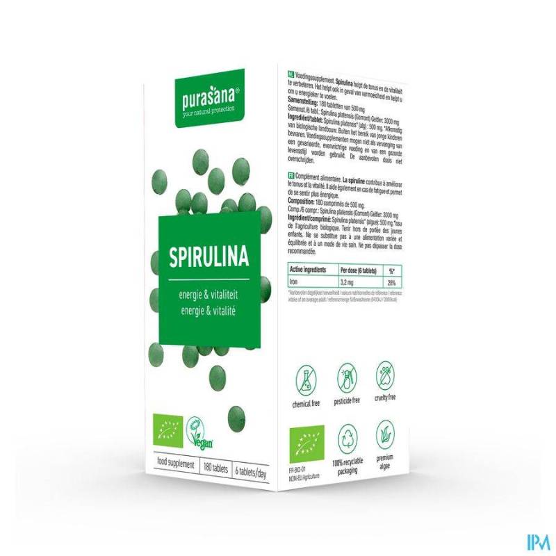 PURASANA SPIRULINA BIO TABL 180
