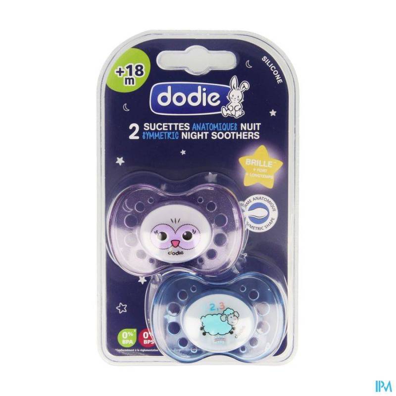 DODIE SUCETTE ANATOMIQUE SILIC. NUIT 18M 2