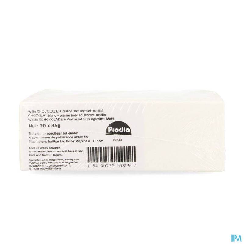 PRODIA REEP CHOCOLADE WIT PRALINE 20X35G