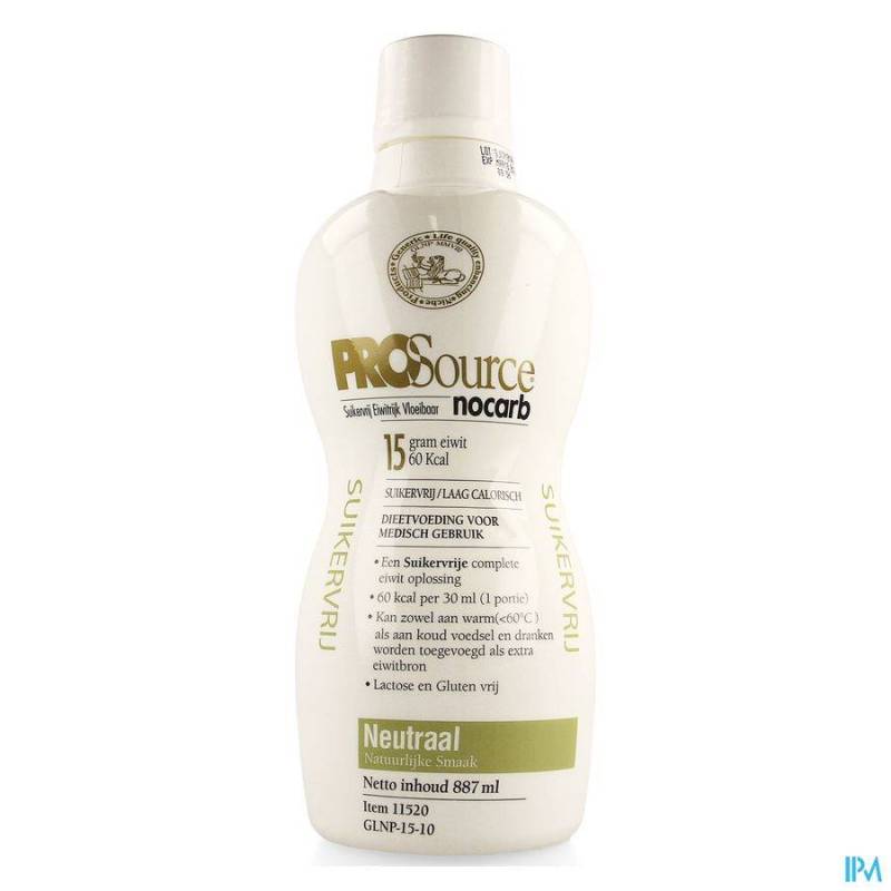PROSOURCE NOCARB NEUTRAAL 15G EIWIT/30ML FL 887ML