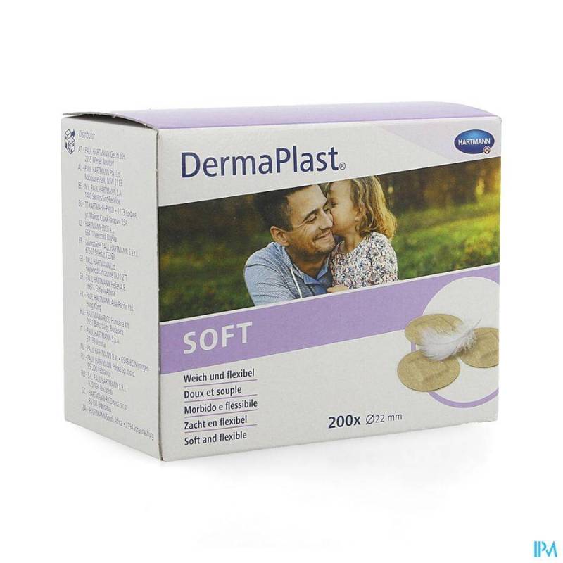 Dermaplast Soft 22mm Ronde Pleisters 200 Stuks