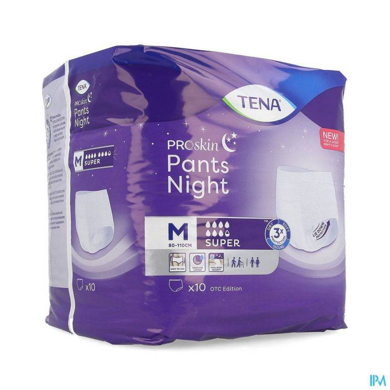 TENA PROSKIN PANTS NIGHT SUPER MEDIUM 10