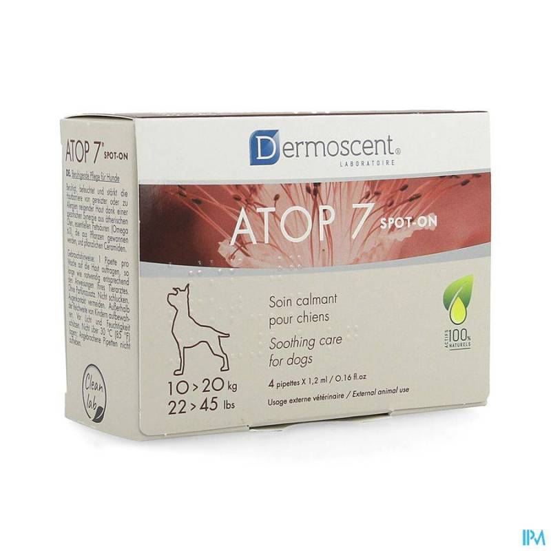 DERMOSCENT ATOP 7 SPOT ON HOND 10-20KG 4X1,2ML