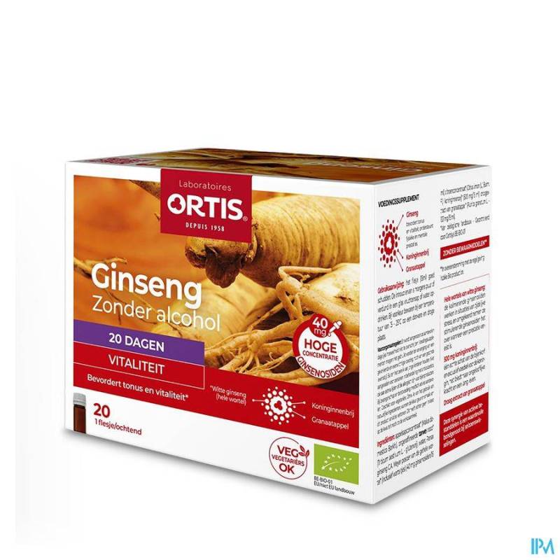 ORTIS GINSENG BIO Z/ALCOHOL 20X15ML