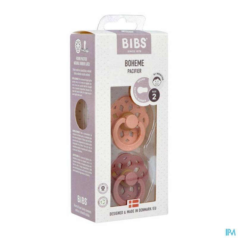 BIBS 2 BOHEME DUO PEACH/WOOD 2ST6-18M