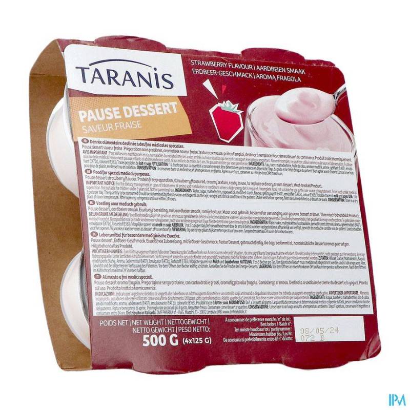 TARANIS PAUSE DESSERT AARDBEIEN SMAAK 4X125G